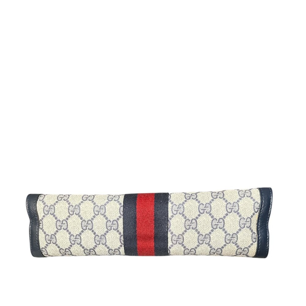 Authentic Vintage Gucci Sherry line Clutch Bag With Navy and Red Web Stripes - Picture 10 of 11